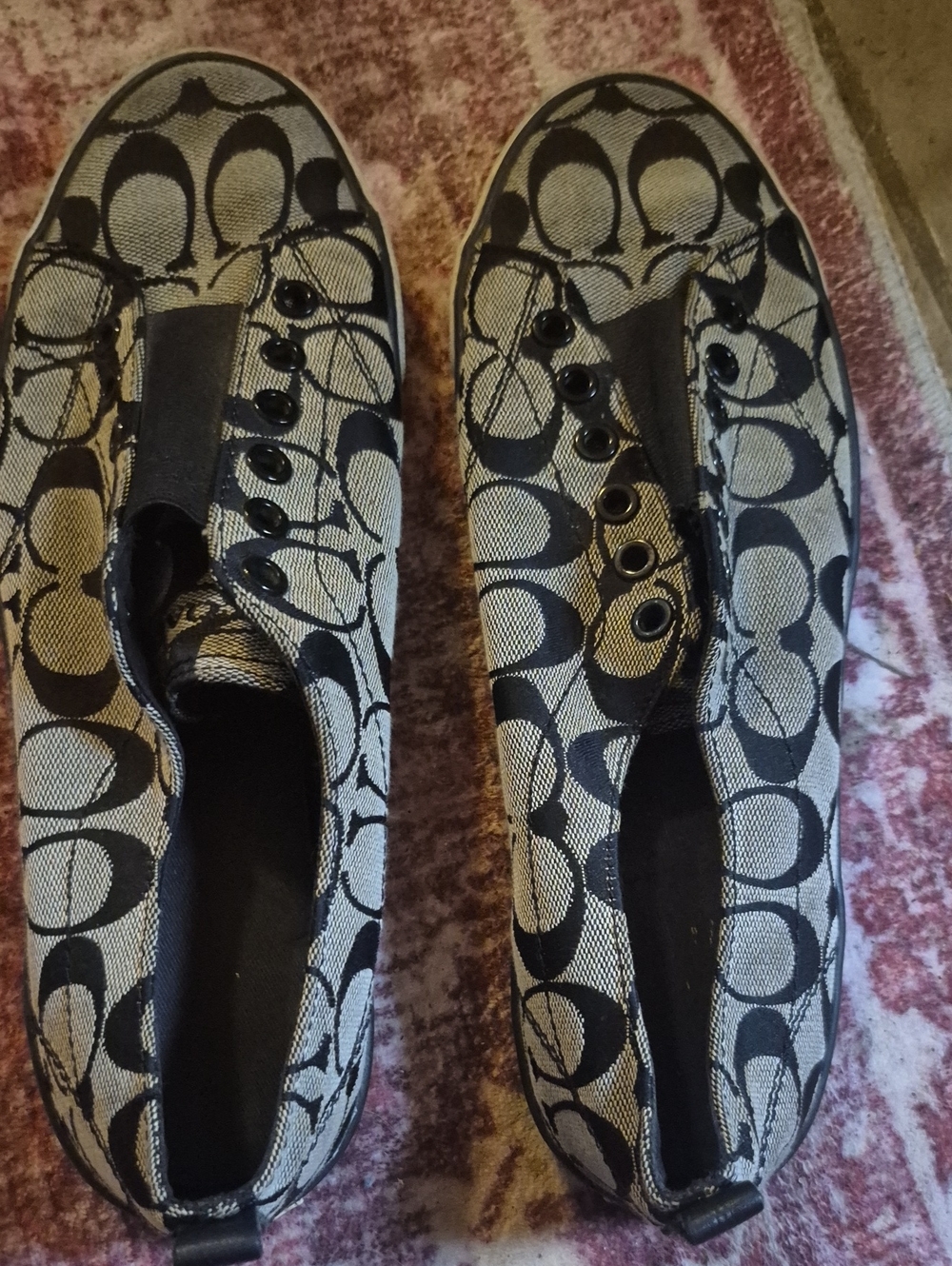 Coach Signature Canvas Slip-On Sneakers in Black and Cream